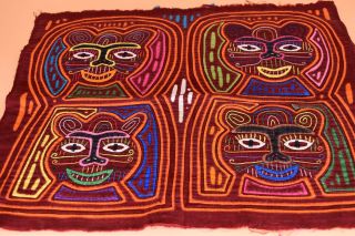 Vintage Kuna Mola Art Panama Reverse Applique Hand Sewn Colorful 16 