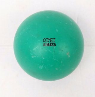 Vintage Comet Rubber Duckpin Bowling Ball Green Black Stripe 5 " 3 Lb 11 3/4 Oz