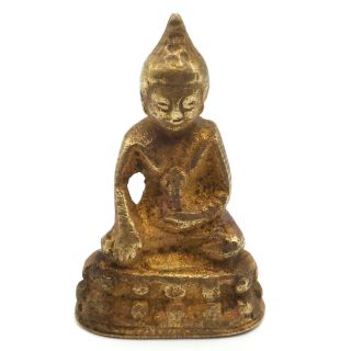 Collectiable Vintage Small 1.  43 Inch Tall Brass Buddha Statue Figurine
