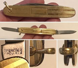Vintage Imperial 2 Blade Folding Pocket Knife Watch Fob 12kgf Simmons Handle