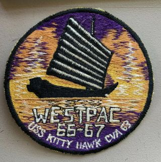 Vintage Military West Pac Uss Kitty Hawk 66 - 67 Vietnam Patch