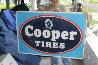 Large Vintage C.  1970 Cooper Tires Gas Station Tire 45 " Embossed Metal Sign