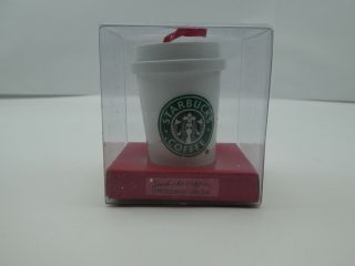 Starbucks Christmas Holiday Plastic Ornament White To Go Cup W/ Green Logo 1999