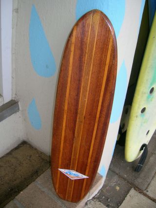 Vintage Wooden Hobie 9 Stringer Sidewalk Surfboard Skateboard Deck Surfer 1960s