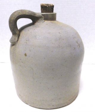 Antique Primitive Salt - Glazed Stoneware Southern Pottery Whiskey Jug - 10 "