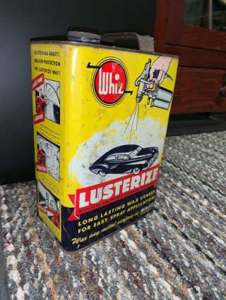 Vintage 1940s One Gallon Whiz Lusterize Car Wax Tin Litho Can