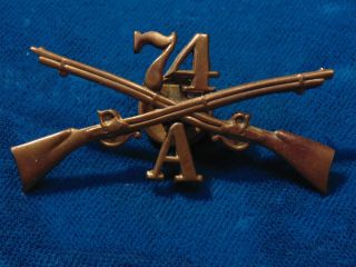 U.  S.  Us Armed Forces 74th Infantry Co A Cap Badge Spanish American War Era