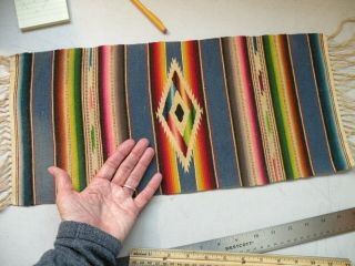 Vtg.  Mini Small Mexican Blanket Rug Throw Serape Saltillo Wall Hanging Textile