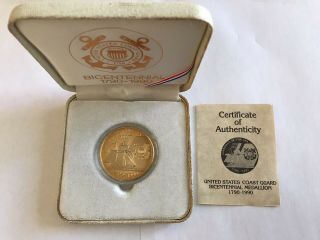 Vintage Us Coast Guard Bicentennial 200 Years Of Service Bronze Medallion Coin