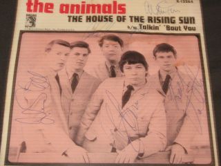 Animals - - Ps Only - - (house Of The Rising Sun) Signed By 5 Members