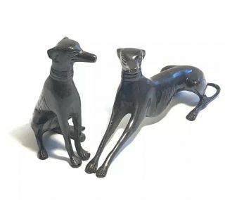Vintage Heavy Cast Brass Whippet Greyhound Dogs Figure Statue Figurine Set Of 2