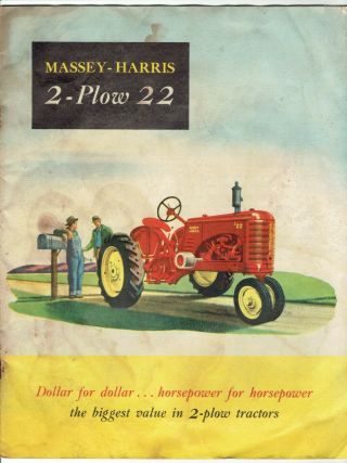Massey Harris 2 Plow 22 Tractor Brochure Undated
