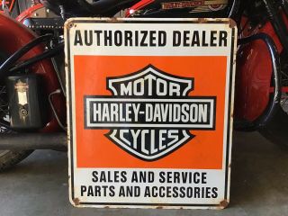 Vintage Porcelain 58 Harley - Davidson Dealer Sign Panhead Knucklehead Flathead