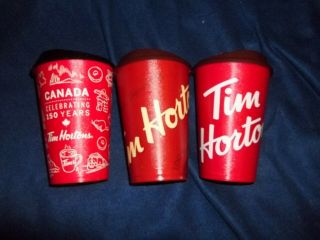 3 Tim Hortons 2017 2018 2019 Canada 150 Anniversary Plastic Travel Mug Cup