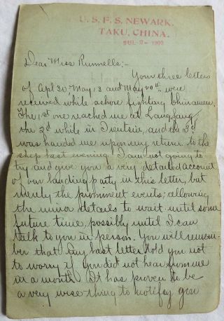 Spanish American War&china Boxer Rebellion Letters U.  S.  Navy Usfs Newark Old Vtg