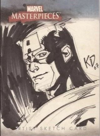 2007 Marvel Comics Masterpieces Rare Sketch Card Kieron Dwyer Captain America Ud