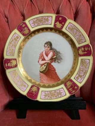 Royal Vienna Hand Painted Antique Plate 9.  5 " Diameter