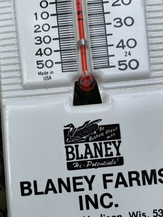 NOS Vintage 1960 ' s Blaney ' s Farm Hybrid Seed Corn Feed Metal Thermometer Sign 3