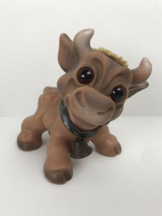 60s Large Thomas Dam Made In Danmark Cow Troll With Collar And Bell