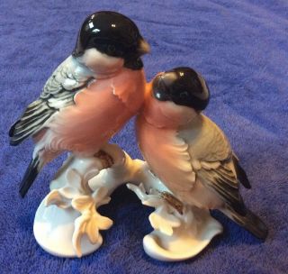 Karl Ens Figurine 6818 Germany Green Mark 2 Finches 1919 - 1945 Conditio
