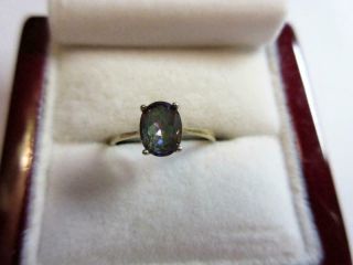 Vintage 9ct Gold Gilded Sterling Silver & Tanzanite Solitaire Ring