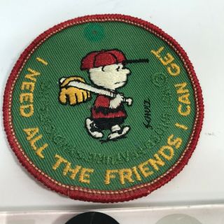 Vtg Charlie Brown 3 " Sew On Patch Determined Peanuts " I Need All The Friends "
