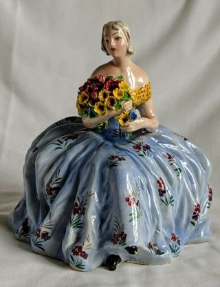 Vintage Capodimonte Italy Porcelain " Lady With Bouquet " Figurine,
