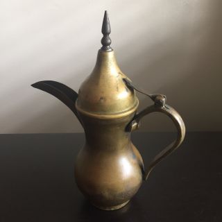 Signed Antique Copper Dallah Arabic Coffee Pot Art Point Finial Nr 3