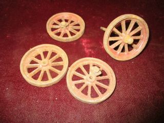 2 Pair Small Cast Iron Toy Wheels For Salvage Or Repurpose,  One Pair On Axle