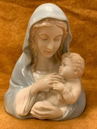 Vintage Blessed Virgin Mary And Baby Jesus Religious Statue