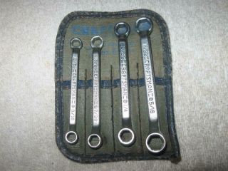 Vintage Craftsman 4pc Midget Box - End Wrench Set With Pouch,  Circle - P Code No P/n