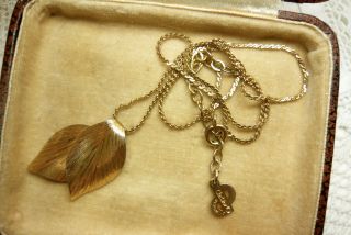 Vintage Signed Christian Dior Germany Gold Plated Leaf Necklace Stunning