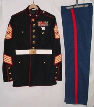 Usmc Sgtmaj Dress Blue Uniform W/insignia