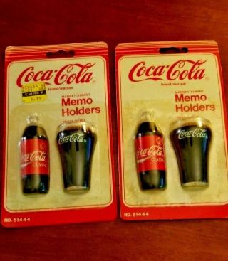 Coca Cola Memo Holders Magnet Bottle & Glass Brand Advertising 1991
