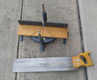 Vintage Stanley Miter Box W Saw No.  60 Old Woodworking Tools 24 " X 4 "