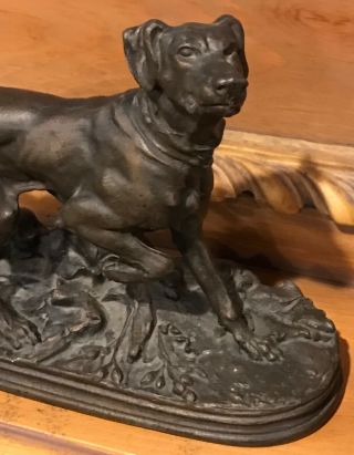 SIGNED Antique c.  1890 IRISH SETTER POINTER DOG Cast Metal Shelf/Desk SCULPTURE 3