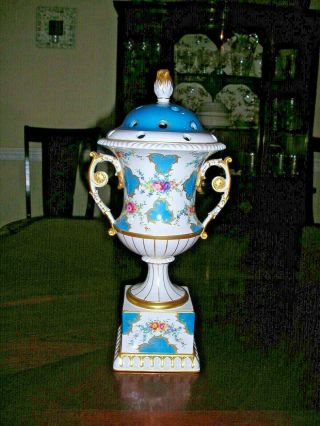 Sevres Style Porcelain Urn With Lid C.  1950 Giulia Mangani