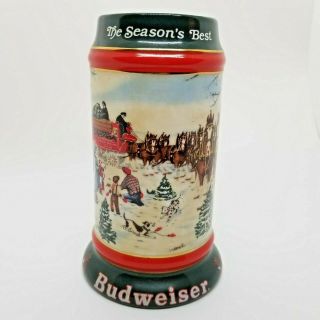 Vtg 1991 Anheuser - Busch Holiday Stein Wholesalers Special Issue Budweiser Horses