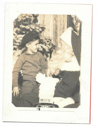 Vintage Child On Santa’s Lap Photo 1949 At The Emporium Dept Store