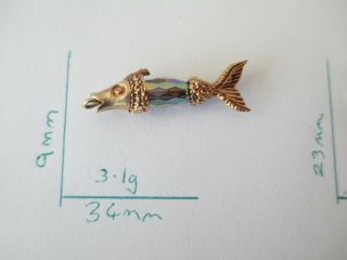 Quality Fully Hallmarked Vintage 1973 9ct Yellow Gold Fish Charm/pendent 3.  1g