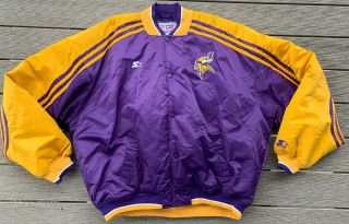 Vintage Starter Pro Line Men’s Size Xxl Minnesota Vikings Satin Nfl Jacket
