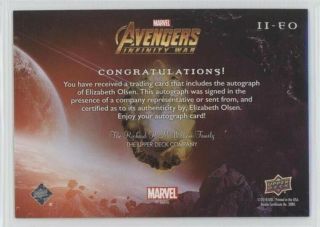 2018 Avengers Infinity War auto ELIZABETH OLSEN Scarlet Witch Autograph Card 2