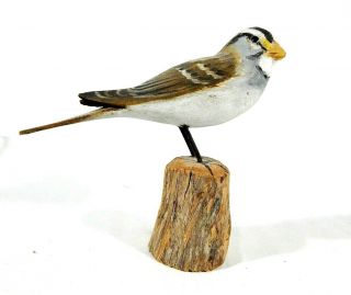 Vintage Peter Peltz Carved & Painted Wood Bird Figurine Folk Art Signed