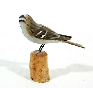 Vintage PETER PELTZ Carved & Painted Wood Bird Figurine Folk Art Signed 2