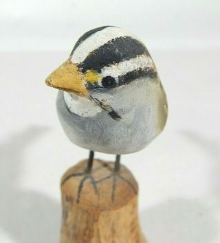 Vintage PETER PELTZ Carved & Painted Wood Bird Figurine Folk Art Signed 3