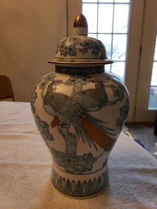 Vintage Gold Imari Hand Painted Porcelain Vase Made In Japan 12.  5 Tall