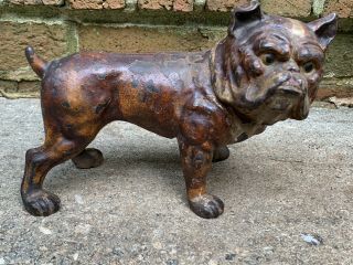 Antique Fantastic Hubley Cast Iron English Bulldog Doorstop