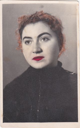 1950s Pretty Young Georgian Woman Girl Old Hand Tinted Soviet Russian Photo
