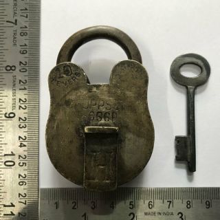 An Old Antique Solid Brass Padlock Or Lock With Key Small Chopps & Co.