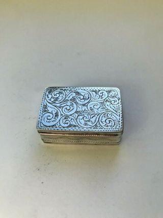 Solid Silver Vintage Pill Box - Georgian Style - Engraved - Quality